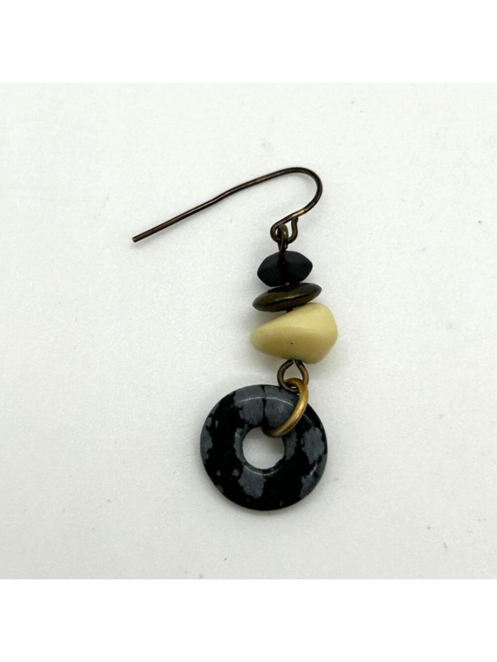 Handcrafted Acrylic Bead and Donut Ring Stacked Bead Dangle Earrings - Picture 6 of 11
